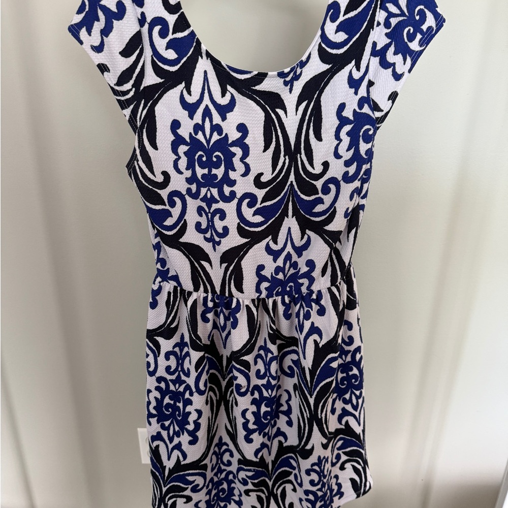 5. Everly Blue and Black Floral Mini Dress